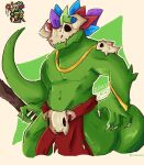 anthro bottomwear caldodilo claws clothing digital_media_(artwork) green_body lihzahrd loincloth male mask scalie skull_mask solo tagme tail terraria witch_doctor_(terraria)