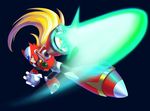  android blonde_hair blue_eyes clenched_teeth energy_sword full_body helmet left-handed long_hair male_focus perspective rockman rockman_x shingo_(picturepuzzle) solo sword teeth very_long_hair weapon zero_(rockman) 