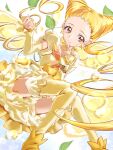  1girl artist_name blonde_hair boots brooch choker clear_glass_(mildmild1311) commentary_request cure_lemonade dress drill_hair earrings eyelashes food fruit happy highres jewelry kasugano_urara_(yes!_precure_5) lemon lemon_slice long_hair looking_at_viewer magical_girl precure puffy_short_sleeves puffy_sleeves short_sleeves signature smile solo thighhighs thighs twin_drills twintails twitter_username yellow_choker yellow_dress yellow_eyes yellow_footwear yellow_theme yellow_thighhighs yes!_precure_5 