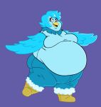 anthro avian beak belly bird blue_hair chubby_female fawxen female hair martlet_(undertale_yellow) neck_tuft obese overweight solo thick_thighs tuft undertale undertale_(series) undertale_yellow weight_gain wings