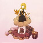  bakemonogatari blonde_hair dress food komae0611 long_hair oshino_shinobu solo 