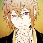  character_request japanese_clothes komae0611 male_focus orange_hair purple_eyes solo 