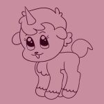 2023 berrymimes child digital_drawing_(artwork) digital_media_(artwork) equid equine eyelashes feral hair happy hi_res hooves horn male mammal mane osamu_tezuka pink_background sanrio short_hair simple_background smile solo standing tail unico unico_(series) unicorn young