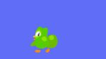 animated avian beak big_butt bird blue_background butt duo_(duolingo) duolingo feral green_body kasa_beanie male mascot owl shaking_butt short_playtime simple_animation simple_background