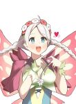  1girl absurdres ahoge blue_eyes braid breasts butterfly_wings capelet commission commissioner_upload fairy fairy_wings fire_emblem fire_emblem_fates fire_emblem_heroes flower gradient_clothes green_bracelet hair_flower hair_ornament hair_vines hairband highres insect_wings leaf_bracelet low_twin_braids low_twintails medium_breasts nina_(fire_emblem) nina_(resplendent)_(fire_emblem) official_alternate_costume parted_bangs pink_capelet ptinaika twin_braids twintails white_hair wings 
