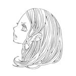  1girl character_request female komae0611 lineart long_hair monochrome solo white_background 