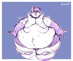 anthro belly big_belly blush bodily_fluids catrubs claws clothed clothing fat_rolls fur hyena love_handles male mammal moobs navel obese obese_anthro obese_male open_mouth overweight overweight_anthro overweight_male solo spots spotted_body spotted_fur spotted_hyena standing sweat sweatdrop thick_thighs topless wide_hips