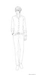  1boy character_request full_body komae0611 lineart male_focus monochrome simple_background solo white_background 