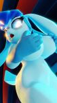 3d_(artwork) 4k 9:16 abstract_background absurd_res anthro areola big_breasts biped blender_(software) blender_cycles blue_body blue_hair blush blush_lines breasts clothing covering covering_breasts digital_media_(artwork) ears_down eeveelution embarrassed female fever-dreamer fur generation_4_pokemon glaceon glowing glowing_eyes hair hi_res long_ears mammal multicolored_body multicolored_fur nintendo nude open_mouth paws pivoted_ears pokemon pokemon_(species) shocked solo surprised_expression swimwear tail two_tone_body two_tone_fur xaz3d