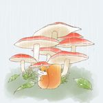  animal character_request komae0611 mushroom no_humans rain solo 