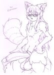 ailurid anthro areola balls big_balls big_penis bodily_fluids breasts claws clothing cum dripping eyewear feline_tail fuzzy genital_fluids genitals glasses hair hand_on_hip hi_res huge_penis inner_ear_fluff leaking_cum legwear long_hair long_penis male mammal markings masturbation navel nipples nonbinary_(lore) pawpads penis precum precum_drip pudding_(purin) red_panda small_breasts solo striped_markings striped_tail stripes stroking_penis tail tail_markings the_fedor_corpse thick_tail thick_thighs thigh_highs tuft wide_hips