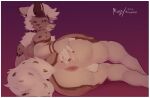 2023 5_fingers absurd_res anthro anus balls bedroom_eyes big_butt blep border butt canid canine canis collar colored digital_media_(artwork) facial_tuft fangs fingers fluffy fluffy_tail fur fur_markings genitals grin hair half-closed_eyes hand_on_butt hi_res looking_at_viewer lying male mammal markings murizy narrowed_eyes nude presenting presenting_hindquarters seductive shaded smile solo spiked_collar spikes tail teeth tongue tongue_out tuft watermark white_border wolf