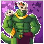 abs absurd_res anthro digital_media_(artwork) green_body hi_res jewelry lihzahrd male mask muscular muscular_male pixel_(artwork) scalie skull_mask solo tagme tail terraria vein witch_doctor_(terraria)