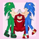 anthro archie_comics azusagp clothed clothing digital_media_(artwork) ear_piercing echidna eulipotyphlan fur gloves green_body group hair handwear hedgehog hi_res knuckles_the_echidna looking_at_viewer male mammal monotreme piercing scourge_the_hedgehog sega simple_background smile smiling_at_viewer sonic_the_hedgehog sonic_the_hedgehog_(archie) sonic_the_hedgehog_(comics) sonic_the_hedgehog_(series) trio