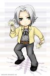  chibi dynamite gokudera_hayato katekyo_hitman_reborn! male_focus silver_hair skull_and_crossbones solo 