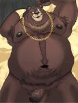 absurd_res anthro bear bearinvernal belly claws erection exhibitionism genitals hairy hi_res jewelry male mammal manly navel necklace nipples obese obese_anthro obese_male overweight overweight_anthro overweight_male paws penis pose pubes solo vein veiny_penis