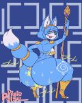 anthro big_butt blue_body blue_fur bodily_fluids butt canid canine clothed clothing female fox fur hi_res krystal mammal nintendo pixiepulse skimpy solo star_fox sweat twerking