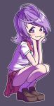  1girl antenna_hair blush_stickers dorothy_(kiirokuma) highres kiirokuma looking_at_viewer original purple_eyes purple_hair solo squatting 