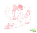  anthro breasts butt cat cunnilingus feline female female/female group group_sex mammal monochrome mouse oral pussy raccoon rodent ryukyur sex threesome tribadism vaginal 
