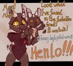 animate_inanimate anthro antlers brown_body brown_fur clothing deer duo erlik_(tfzn) fur happy hi_res holding_object horn invalid_tag living_plushie male mammal multicolored_body pentagram plushie robe solo stitch_(sewing) tail tail_motion tailwag text tfzn two_tone_body yellow_eyes