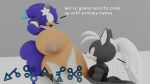 absurd_res anthro aster_(artist) big_breasts big_butt black_body black_fur blue_body blue_fur breasts butt canid canine canis clothing duo eulipotyphlan flower fur gloves green_eyes hair handwear hedgehog hi_res humanoid infinite_(sonic) jackal male male/male mammal plant ponytail pregnant pregnant_male scarf sega sonic_forces sonic_the_hedgehog sonic_the_hedgehog_(series) white_hair