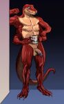 4_arms absurd_res anthro balls beverage coffee crius genitals hi_res humanoid_genitalia humanoid_penis intricatevision male multi_arm multi_limb muscular nude penis pinup pose reptile scalie semihard semihard_penis snake solo