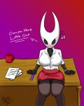 anthro condom female hi_res hollow_knight hornet_(hollow_knight) sexual_barrier_device simple_background six343 solo teacher team_cherry text