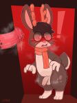 absurd_res aki_the_reindeer animal_genitalia animal_penis antlers balls blush blushing_profusely bodily_fluids brown_body brown_fur brown_hair crushpepper equine_genitalia equine_penis eyewear fur genital_fluids genitals glasses hair hi_res horn jackalope lagomorph looking_at_viewer mammal penis precum sweat tagme whiskers