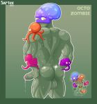 absurd_res anthro back_muscles backsack balls bodily_fluids butt cephalopod coleoid digital_drawing_(artwork) digital_media_(artwork) electronic_arts erection genitals green_body hand_on_hip hi_res humanoid looking_at_viewer male marine mollusk muscular muscular_humanoid muscular_male nude octopodiform octopus penis plants_vs._zombies popcap_games reference_image sartex simple_background smile solo sweat sweatdrop sweaty_balls sweaty_butt sweaty_genitalia undead urethra yellow_eyes zombie