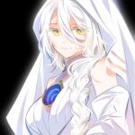  1girl black_background braid breasts girls&#039;_frontline girls&#039;_frontline_neural_cloud hair_between_eyes hole_in_chest hole_on_body large_breasts long_hair looking_at_viewer lord_eosphoros_(neural_cloud) shiraeda smile solo upper_body veil white_hair white_veil yellow_eyes 