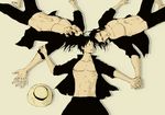  brothers facial_mark family father_and_son hat headwear_removed male_focus monkey_d_dragon monkey_d_luffy multiple_boys one_piece open_clothes open_shirt portgas_d_ace siblings straw_hat 