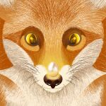 2024 ambiguous_gender brown_nose canid canine detailed detailed_background detailed_fur digital_media_(artwork) egg feral fox fur glistening glistening_nose golden_egg looking_at_object mammal object_on_nose orange_body orange_eyes pixel_(artwork) schreckengast solo whiskers white_body yellow_eyes