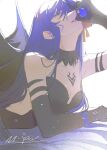  akemi_homura black_collar black_wings collar elbow_gloves gloves highres magical_girl mahou_shoujo_madoka_magica mahou_shoujo_madoka_magica:_hangyaku_no_monogatari mahou_shoujo_madoka_magica_(anime) purple_hair red_ribbon ribbon sanyang003 soul_gem wings 