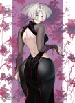  a.k.i._(street_fighter) ass black_eyes black_pants breasts capcom chinese_clothes curvy fingernails gloves highres huge_ass huge_breasts large_breasts lipstick looking_at_viewer luxpineapple makeup ornament pale_skin pants sharp_fingernails short_hair solo street_fighter street_fighter_6 turtleneck white_hair 