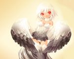  blush breasts female hair horse_ears panties red_eyes shigatake short_hair soft_beauty solo tail thighhighs underwear white_hair wings 