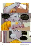 bastriw canid canine canis clothing comic dialogue green_eyes hi_res male mammal nico_(bastriw) regret reminiscing text wolf