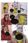 angry bastriw canid canine canis clothing comic dialogue felid green_eyes hi_res lion male mammal muscular muscular_male nico_(bastriw) pantherine text wolf