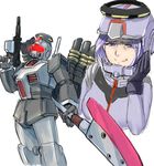  energy_gun glaive gm_(mobile_suit) gundam kantai_collection kin-san_(sasuraiga) mecha mechanical_halo mobile_suit_gundam polearm tatsuta_(kantai_collection) weapon 