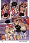 bastriw blood blood_on_face bodily_fluids boxing_gloves canid canine canis clothing comic dialogue domestic_cat felid feline felis fight fighting_ring handwear hi_res lion male mammal muscular muscular_male nico_(bastriw) pantherine punch shirtless text wolf yellow_eyes