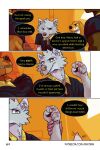 bastriw blood blood_on_hand bodily_fluids canid canine canis comic dialogue green_eyes hi_res male mammal nico_(bastriw) text wolf