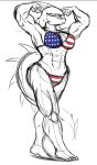 2024 5_toes abs american_flag american_flag_bikini anthro biceps big_tail bikini black_and_white breasts cavemanon_studios clothing curvy_figure dinosaur feet female flag_bikini flexing flexing_bicep flexing_both_biceps hadrosaurid hair i_wani_hug_that_gator loansharkmann long_hair long_tail looking_at_viewer mia_(iwhtg) monochrome muscular muscular_anthro muscular_female muscular_thighs ornithischian parasaurolophus reptile scalie sketch snout solo spiked_tail spikes spikes_(anatomy) swimwear tail toes united_states_of_america voluptuous wide_hips