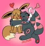 2024 alternate_color alternate_version_at_source ambiguous_gender blush blush_stickers bow_(feature) cute_fangs dipstick_tail donut_(jackrabbit) duo eevee eeveelution female female/ambiguous feral feral_on_feral feral_with_hair generation_1_pokemon generation_2_pokemon glistening glistening_hair hair hi_res hug jackrabbit_(artist) kissing licking markings munchkin_(jackrabbit) nintendo pawpads paws pokemon pokemon_(species) raised_tail red_pawpads red_tongue romantic romantic_couple signature simplified_pawpads tail tail_markings tongue tongue_out trans_(lore) trans_man_(lore) trans_woman_(lore) umbreon