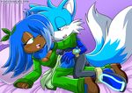  bed blue_eyes blue_fur blush breasts butt canine fan_character fox fur fur_34 green_eyes horny inviting mammal mobius_unleashed palcomix smile sonic_(series) teasing video_games 