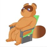 animal_crossing anthro balls big_balls canid canine chair foreskin furniture genitals hi_res male mammal nintendo nude penis raccoon_dog simple_background sitting solo tanuki tom_nook_(animal_crossing) twipples white_background