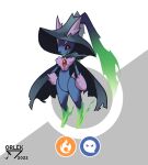 2022 absurd_res ambiguous_gender anthro biped cc-by-nc-nd clothing creative_commons fusion generation_4_pokemon hat headgear headwear hi_res lagomorph lopunny mammal mismagius nintendo orlek pokemon pokemon_(species) pokemon_fusion solo witch_hat