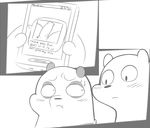  blush dick_pic embarrassed erection ice_bear lemon_smoothie male monochrome panda_(character) penis phone sweat 