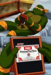 absurd_res anthro coupon green_body green_skin hi_res holding_object male marvel meme michelangelo_(tmnt) mistajonz photo pizza_hut reptile sad scalie teenage_mutant_ninja_turtles teenage_mutant_ninja_turtles_(1987) turtle x-men