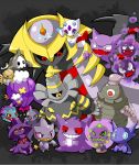  @_@ banette black_sclera colored_sclera drifblim drifloon dusclops dusknoir duskull fangs floating froslass gastly gem gengar giratina green_sclera grey_background haunter holding kotorai looking_at_another looking_down misdreavus mismagius no_humans open_mouth pokemon pokemon_(creature) rayman_limbs red_eyes red_pupils rotom rotom_(normal) sableye shedinja sitting spiritomb yellow_eyes yellow_sclera zipper_pull_tab 