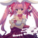 2012 accessory ahoge animal_humanoid bangs big_breasts birthday bow_ribbon breasts cleavage clothed clothed_female clothed_humanoid clothing di_gi_charat dice digital_drawing_(artwork) digital_media_(artwork) dress english_text female female_humanoid glistening glistening_eyes glistening_hair hair hair_accessory hair_bow hair_ribbon hikaru_usada humanoid japanese_idol lagomorph lagomorph_humanoid leporid_humanoid mammal mammal_humanoid multicolored_clothing multicolored_dress neck_bow open_mouth open_smile pink_eyes pink_hair rabbit_humanoid red_clothing red_dress ribbons shaded smile solo text twin_bows twin_hair_bows twintails_(hairstyle) two_tone_clothing two_tone_dress white_clothing white_dress white_ears yodori