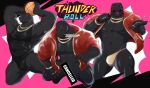absurd_res black_body black_clothing black_leotard black_scales clothing coat colored epic_games fortnite golden_collar hi_res komodo_dragon leotard lizard mels_monster_(artist) monitor_lizard multiple_images red_clothing red_coat red_eyes red_topwear reptile ring scales scalie solo thunder_(fortnite) topwear
